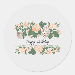 Adesivo Feliz aniversário Clássico Simples Moderno Flora