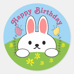 Adesivo Feliz Aniversário Coelho