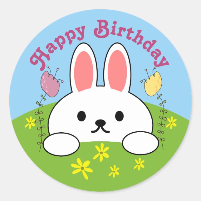 Adesivo Feliz Aniversário Coelho (Frente)