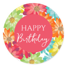 Feliz Aniversário Colorida Flores de primavera