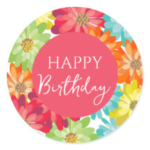 Feliz Aniversário Colorida Flores de primavera