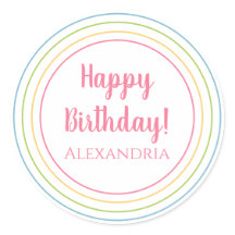 Feliz Aniversário Colorido Personalizado Pink