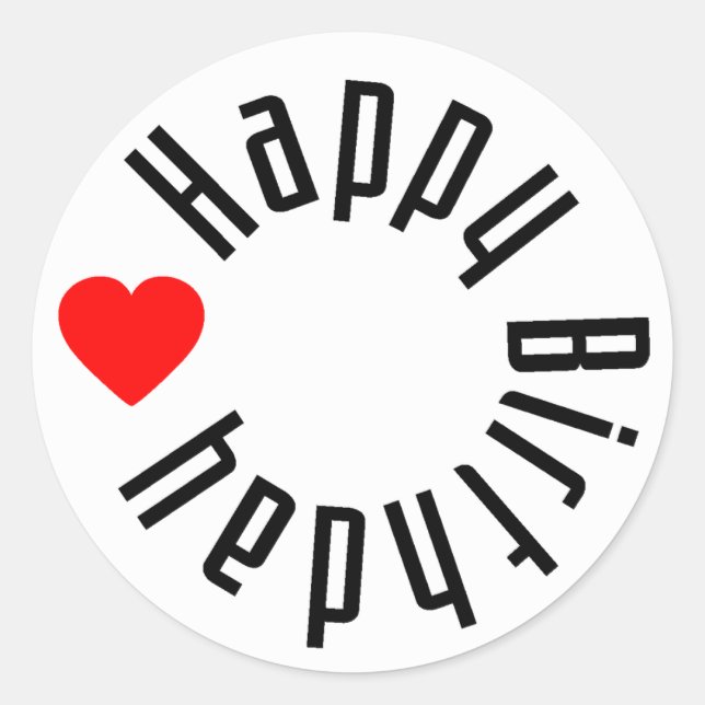 Adesivo Feliz aniversário com coração (Frente)