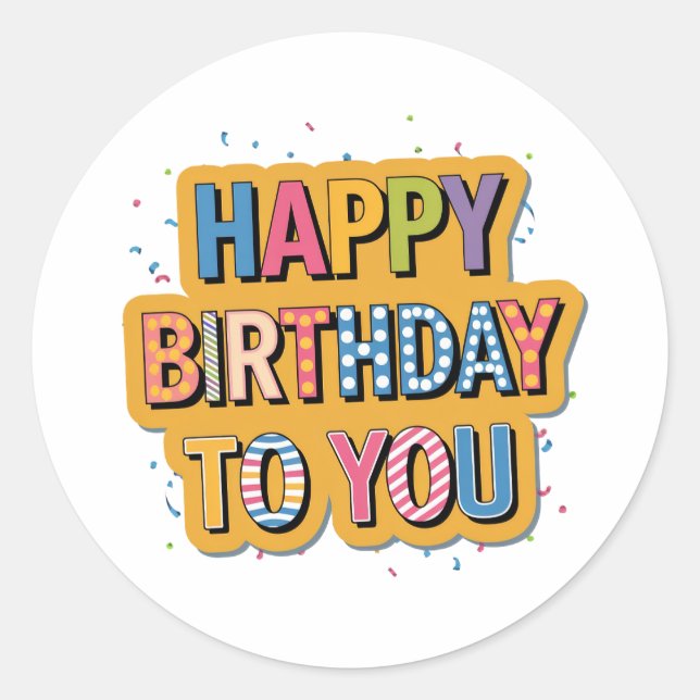 Adesivo Feliz Aniversário com Padrões (Frente)