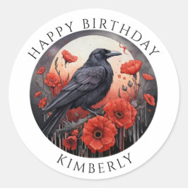 Adesivo Feliz aniversário Crow Bird Flowker Sticker