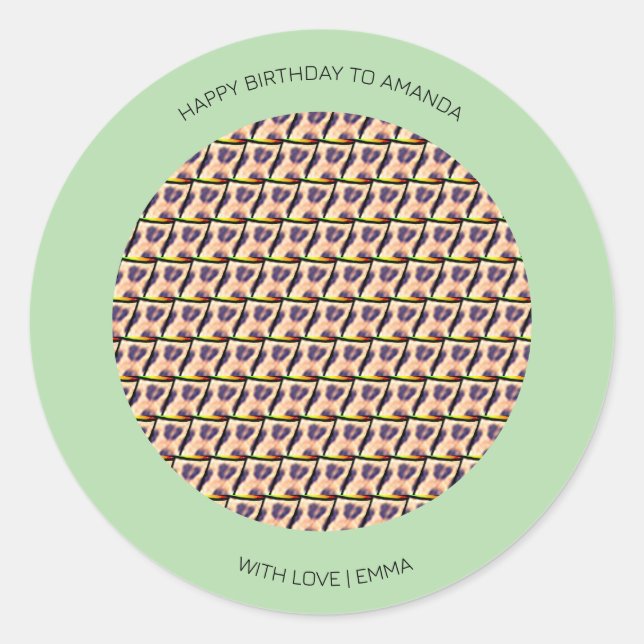 Adesivo Feliz Aniversário, Cute Quênia Leopard Patterno (Frente)