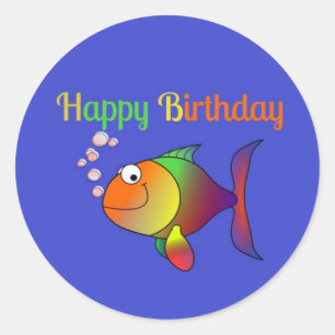 Adesivo Feliz Aniversário da Bolhas o Peixe