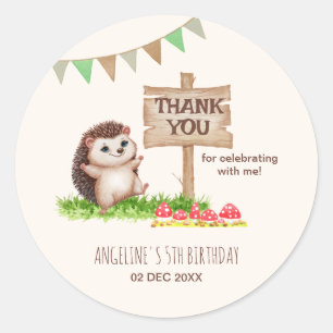 Adesivo Feliz Aniversário da Floresta Hedgehog Fantasy