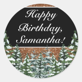 Adesivo Feliz Aniversário da Floresta Neve Negra