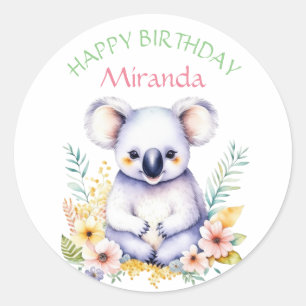 Adesivo Feliz Aniversário da Garota do Orador Koala