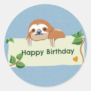 Adesivo Feliz aniversário da preguiça