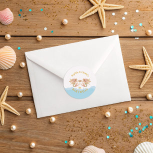 Adesivo Feliz Aniversário da Sereia das Raparigas Gêmeas