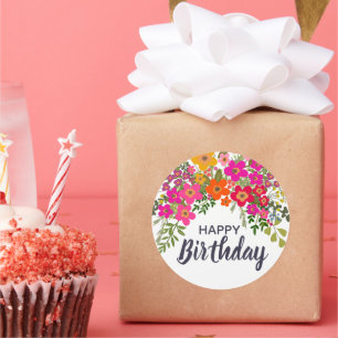 Adesivo Feliz Aniversário das Flores do Jardim de Verão