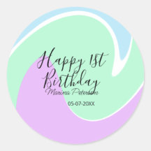 Feliz aniversário de 1 ano em acrílico rosa verde 