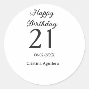 Adesivo Feliz aniversário de 21 anos letra negrito simples