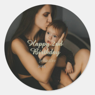 Adesivo Feliz aniversário de 2 anos crianças bebê mãe amar