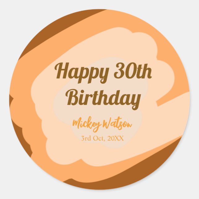 Adesivo Feliz aniversário de 30 anos em madeira rústica de (Frente)