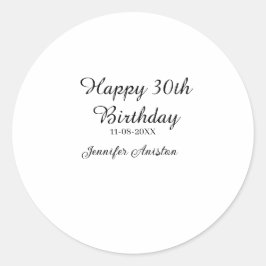 Adesivo Feliz aniversário de 30 anos para adicionar nome d