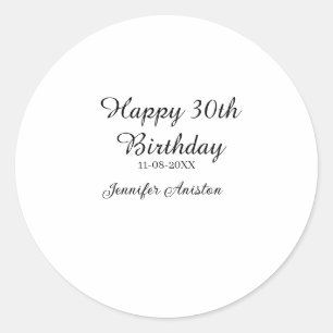 Adesivo Feliz aniversário de 30 anos para adicionar nome d