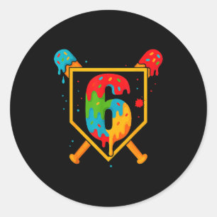 Adesivo Feliz Aniversário de 6 Anos de Beisebol Sorvete Sp