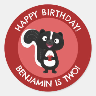 Adesivo Feliz aniversário de desenho personalizado