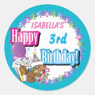 Adesivo Feliz Aniversário de Esquilo Cupcake  Idade da Cr