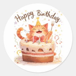 Adesivo Feliz Aniversário de Gato Gato