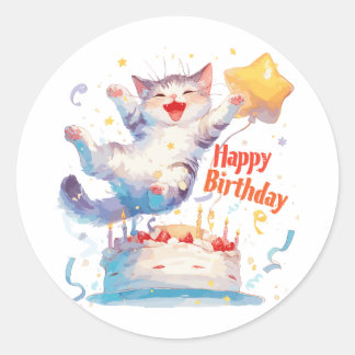 Adesivo Feliz Aniversário de Gato Gato