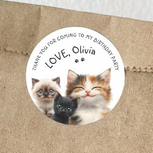 Adesivo Feliz Aniversário De Gato Obrigado Vinheta
