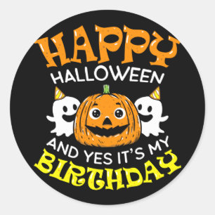 Adesivo Feliz Aniversário de Halloween Menina Menino Festa