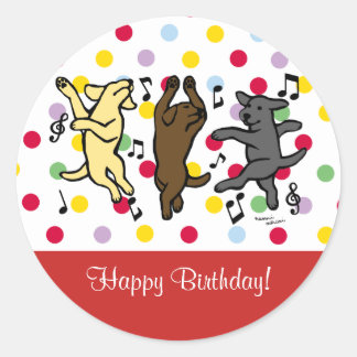 Adesivo Feliz aniversário de Labrador Trio