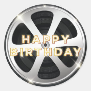 Adesivo Feliz Aniversário de Luxo da Noite de Filme