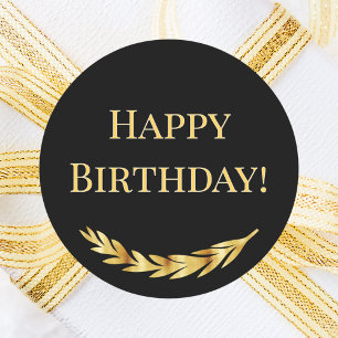Adesivo Feliz Aniversário decoração dourada preta