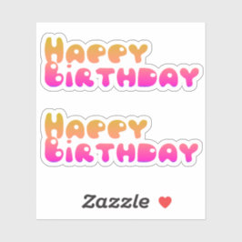 Adesivo Feliz Aniversário Desenho de Bolha Rosa Amarelo