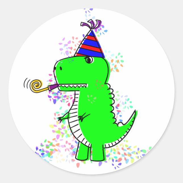Adesivo Feliz aniversário, Dinossauro Confetti (Frente)