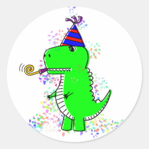 Adesivo Feliz aniversário, Dinossauro Confetti