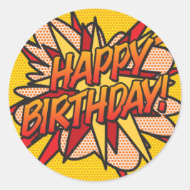 Adesivo FELIZ ANIVERSÁRIO Diversão Retro Quadrinhos