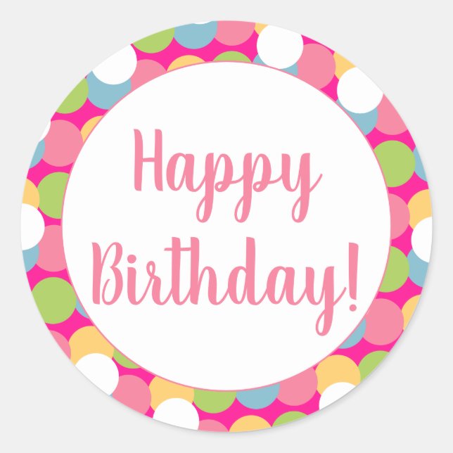 Adesivo Feliz Aniversário Divertido Colorido (Frente)