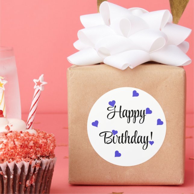 Adesivo Feliz Aniversário do Coração Simples (Festa)