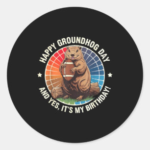 Adesivo Feliz aniversário do Dia da Marmota Futebol Engraç