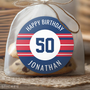 Adesivo Feliz Aniversário do Esporte Jersey Stripes Nome 