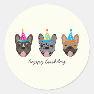 Adesivo Feliz Aniversário do Festa do Buldogue Francês