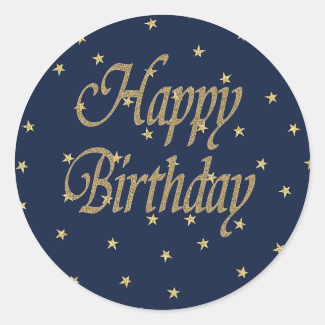 Adesivo Feliz aniversário do marinho Dourado (Frente)