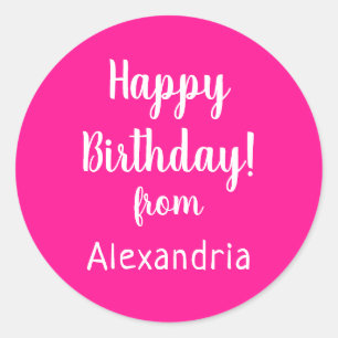 Adesivo Feliz Aniversário do Nome Aniversário Rosa Quente