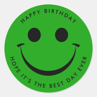 Adesivo Feliz Aniversário do Rosto Verde Brilhante
