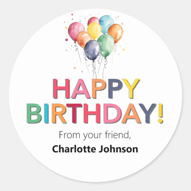 Adesivo Feliz Aniversário Do Seu Amigo Stickers Favor (Frente)