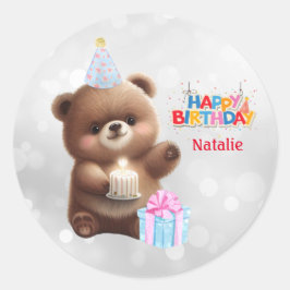 Adesivo Feliz Aniversário do Urso de Teddy Bonito Personal