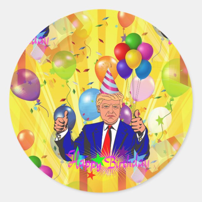 Adesivo feliz aniversário donald trump (Frente)