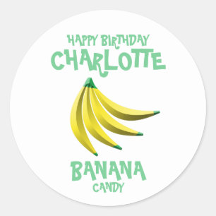 Adesivo Feliz aniversario dos doces amarelos da banana