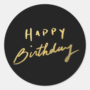 Adesivo Feliz aniversario Dourado elegante